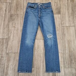 Levi's Wedgie Straight Leg Jeans Women Size 26 Button Fly Vintage Wash Y2K Retro